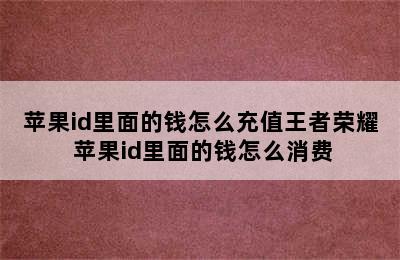 苹果id里面的钱怎么充值王者荣耀 苹果id里面的钱怎么消费